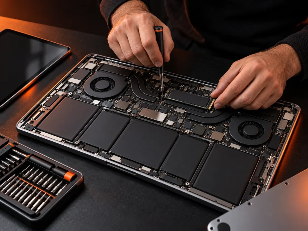 Reparația unui laptop, imagine ilustrativă generată